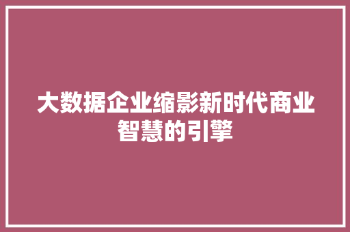 大数据企业缩影新时代商业智慧的引擎  第1张