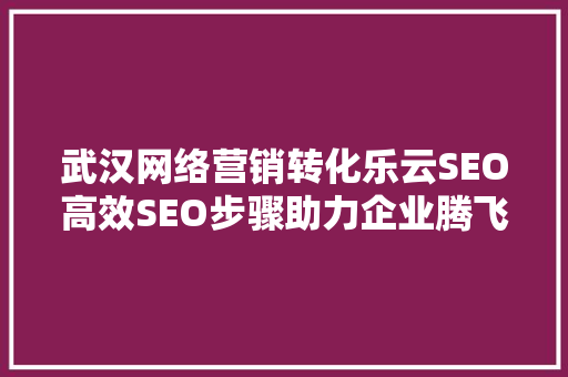 武汉网络营销转化乐云SEO高效SEO步骤助力企业腾飞