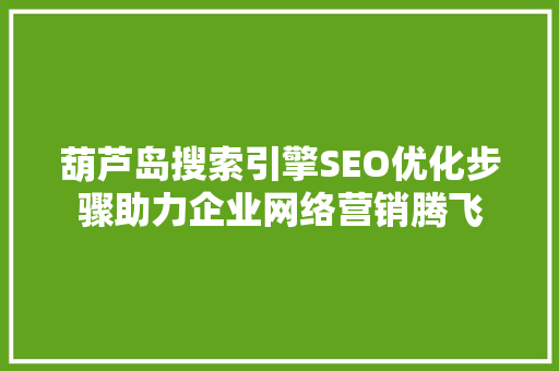 葫芦岛搜索引擎SEO优化步骤助力企业网络营销腾飞