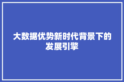 大数据优势新时代背景下的发展引擎  第1张