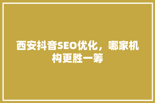 西安抖音SEO优化，哪家机构更胜一筹