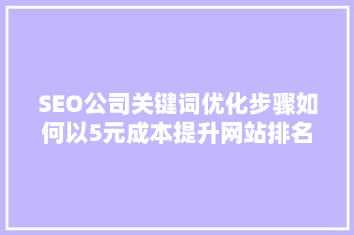 SEO公司关键词优化步骤如何以5元成本提升网站排名