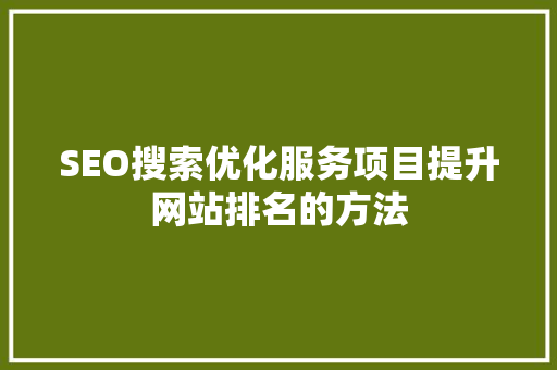 SEO搜索优化服务项目提升网站排名的方法