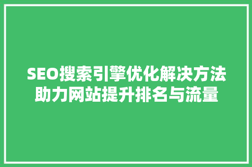 SEO搜索引擎优化解决方法助力网站提升排名与流量