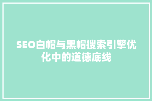 SEO白帽与黑帽搜索引擎优化中的道德底线