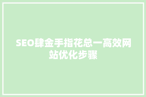 SEO肆金手指花总一高效网站优化步骤