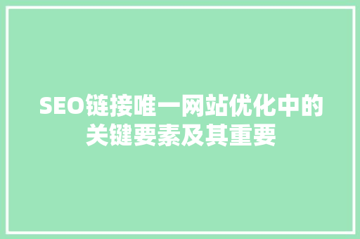 SEO链接唯一网站优化中的关键要素及其重要