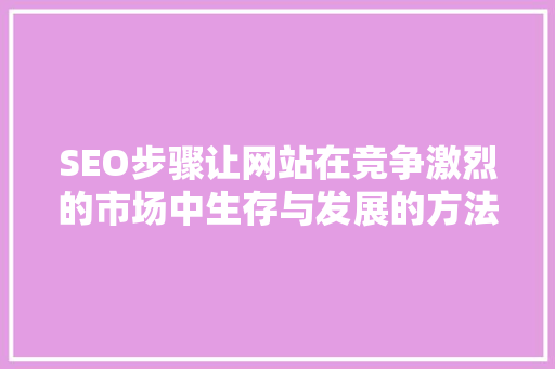 SEO步骤让网站在竞争激烈的市场中生存与发展的方法  第1张