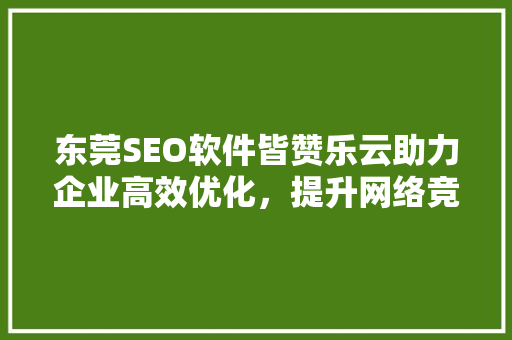 东莞SEO软件皆赞乐云助力企业高效优化，提升网络竞争力
