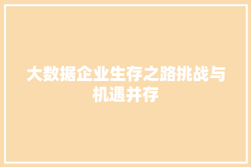 大数据企业生存之路挑战与机遇并存  第1张