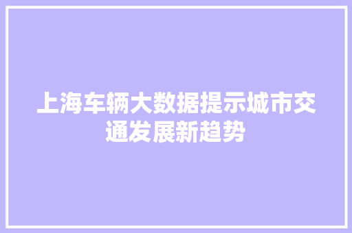 上海车辆大数据提示城市交通发展新趋势