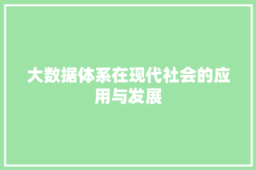 大数据体系在现代社会的应用与发展  第1张