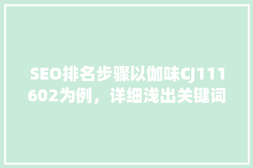SEO排名步骤以伽味CJ111602为例，详细浅出关键词布局的艺术