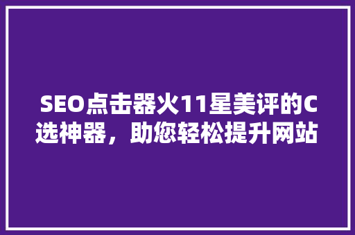 SEO点击器火11星美评的C选神器，助您轻松提升网站流量