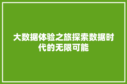 大数据体验之旅探索数据时代的无限可能  第1张
