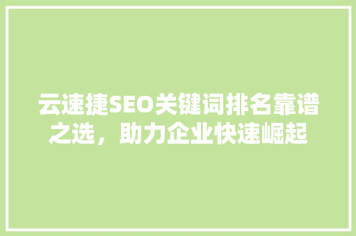 云速捷SEO关键词排名靠谱之选，助力企业快速崛起  第1张