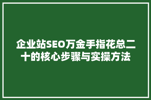 企业站SEO万金手指花总二十的核心步骤与实操方法