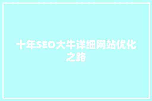 十年SEO大牛详细网站优化之路