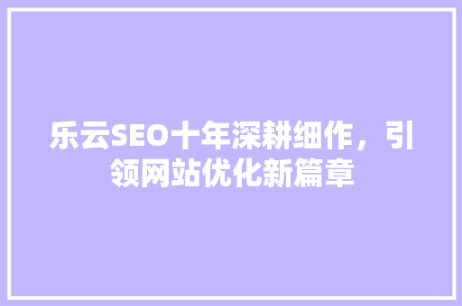 乐云SEO十年深耕细作，引领网站优化新篇章
