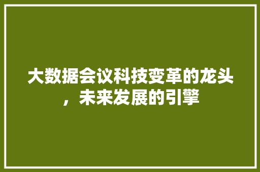 大数据会议科技变革的龙头，未来发展的引擎