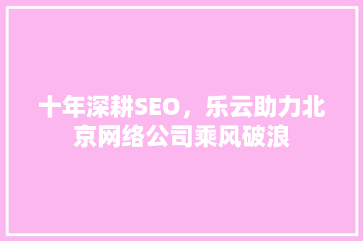 十年深耕SEO，乐云助力北京网络公司乘风破浪