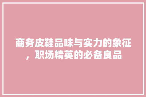 商务皮鞋品味与实力的象征，职场精英的必备良品
