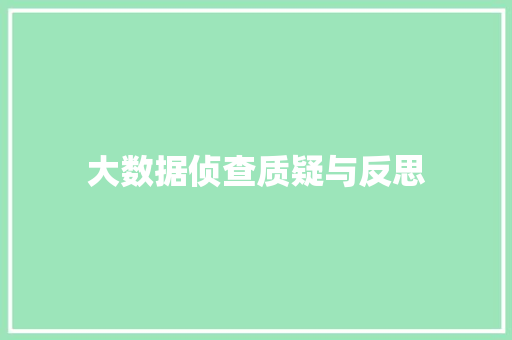 大数据侦查质疑与反思  第1张