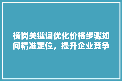 横岗关键词优化价格步骤如何精准定位，提升企业竞争力