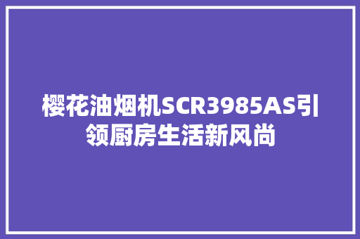 樱花油烟机SCR3985AS引领厨房生活新风尚