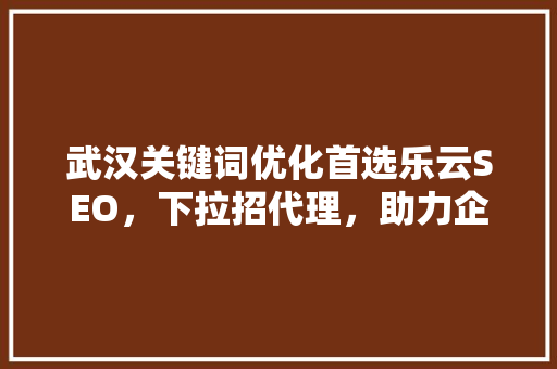 武汉关键词优化首选乐云SEO，下拉招代理，助力企业腾飞