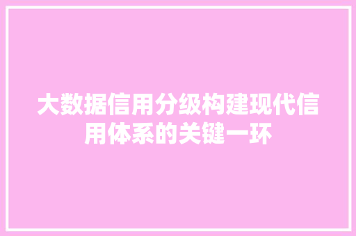 大数据信用分级构建现代信用体系的关键一环