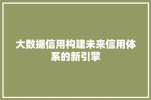 大数据信用构建未来信用体系的新引擎  第1张