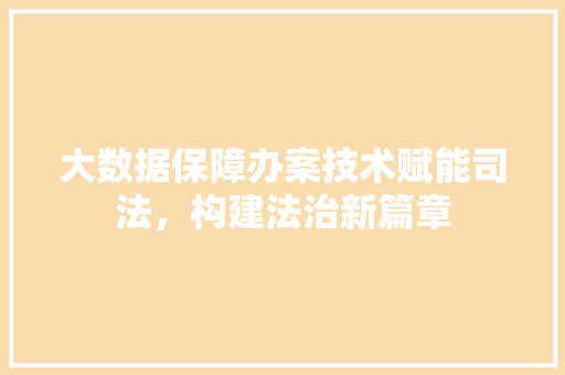 大数据保障办案技术赋能司法，构建法治新篇章