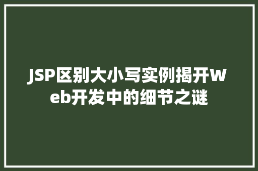 JSP区别大小写实例揭开Web开发中的细节之谜