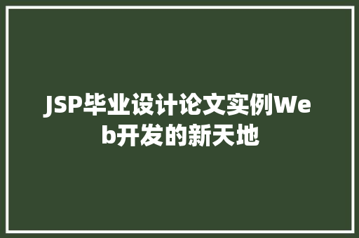 JSP毕业设计论文实例Web开发的新天地