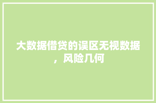 大数据借贷的误区无视数据，风险几何  第1张