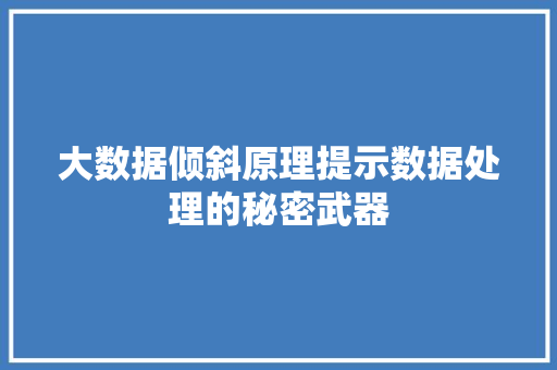大数据倾斜原理提示数据处理的秘密武器