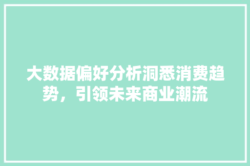 大数据偏好分析洞悉消费趋势，引领未来商业潮流