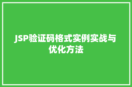 JSP验证码格式实例实战与优化方法  第1张