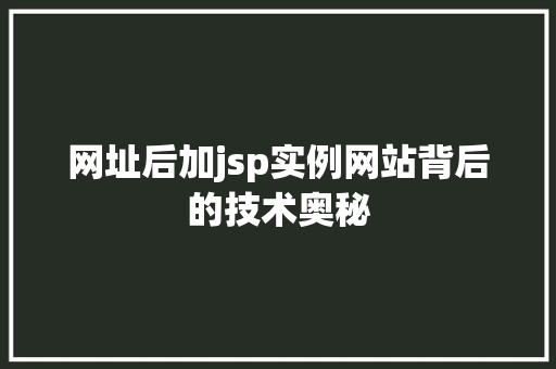 网址后加jsp实例网站背后的技术奥秘