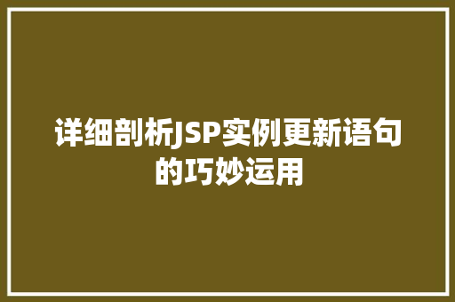 详细剖析JSP实例更新语句的巧妙运用
