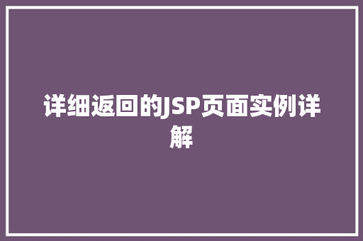 详细返回的JSP页面实例详解