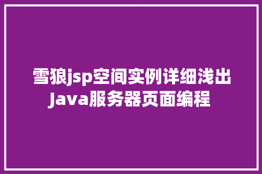雪狼jsp空间实例详细浅出Java服务器页面编程