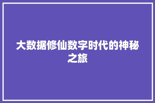 大数据修仙数字时代的神秘之旅  第1张