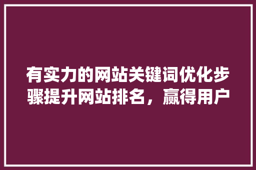 有实力的网站关键词优化步骤提升网站排名，赢得用户青睐_有实力的网站关键词优化