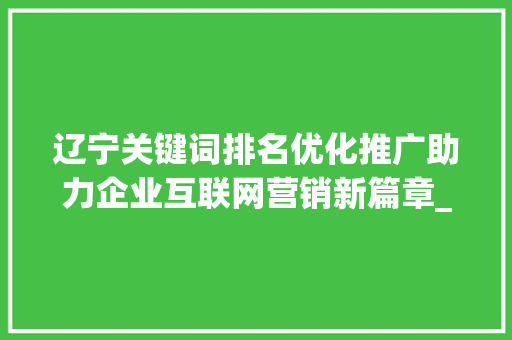 辽宁关键词排名优化推广助力企业互联网营销新篇章_辽宁关键词排名优化推广