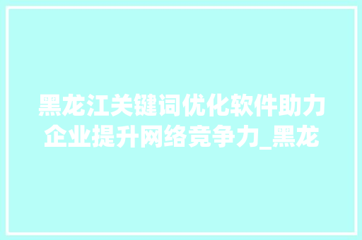 黑龙江关键词优化软件助力企业提升网络竞争力_黑龙江关键词优化软件