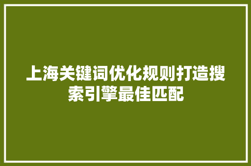 上海关键词优化规则打造搜索引擎最佳匹配