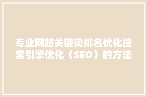 专业网站关键词排名优化搜索引擎优化（SEO）的方法