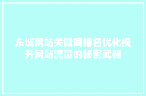 东城网站关键词排名优化提升网站流量的秘密武器